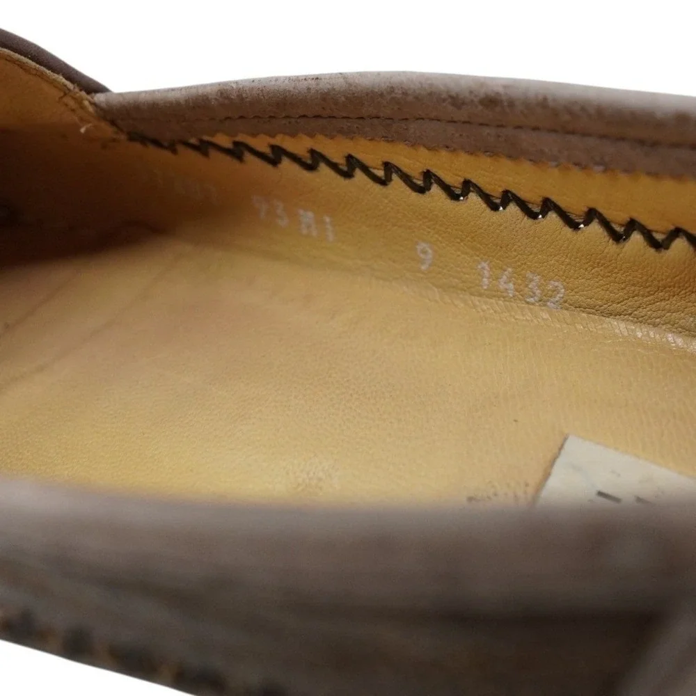 Moreschi Tan Ostrich Leather Penny Loafers Mens 9 Made in Italy